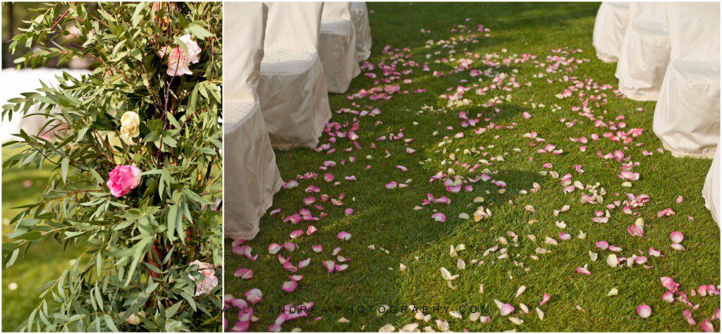 rose bouquet, rose bush in garden wedding, garden weddings, four seasons garden wedding, rose petals down the aisle
