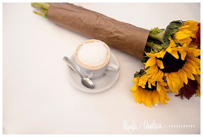 cappuccino and sunflowers
