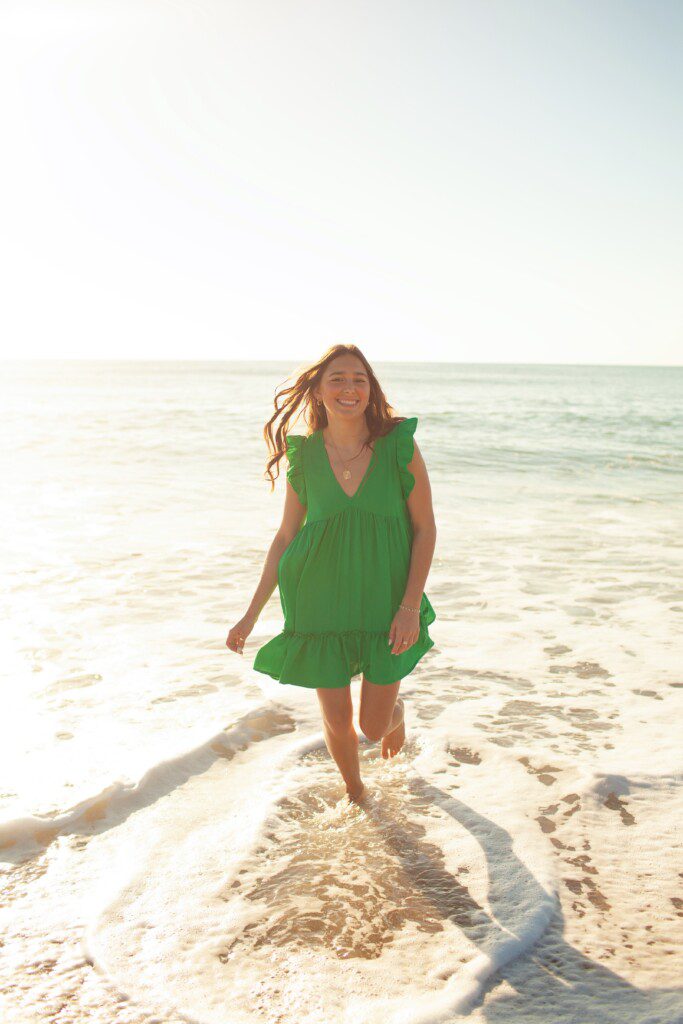 fun in the water senior pics at wrightsville beach nc