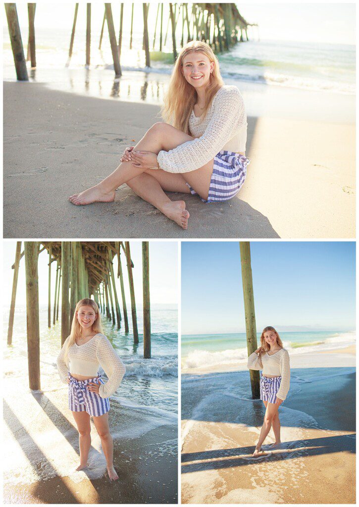 high school portraits in Wilmington nc on the beach, Kure beach nc
