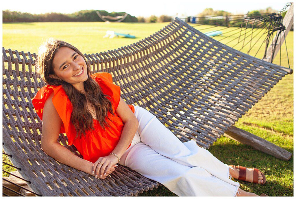 high school senior portraits at the gardens of Blockade Runner Hotel Wrightsville beach Nc