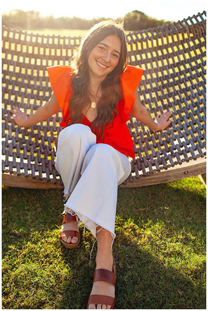 high school senior portraits at the gardens of Blockade Runner Hotel wrightsville beach nc