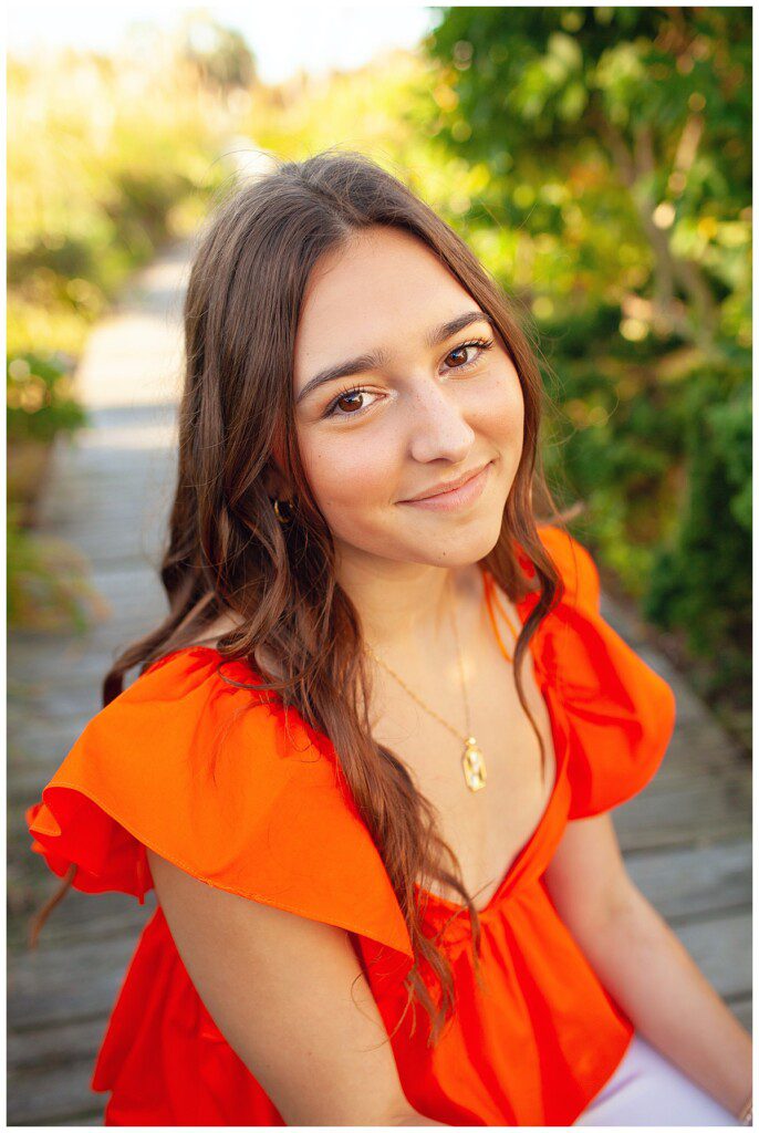 high school senior portraits at the gardens of Blockade Runner Hotel wrightsville beach nc