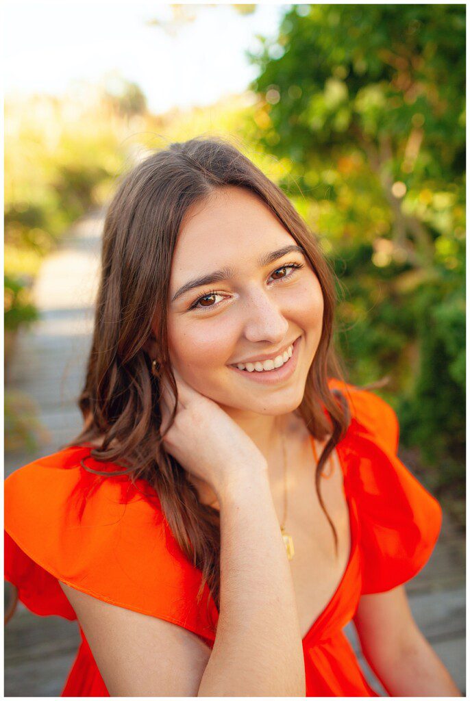 high school senior portraits at the gardens of Blockade Runner Hotel wrightsville beach nc