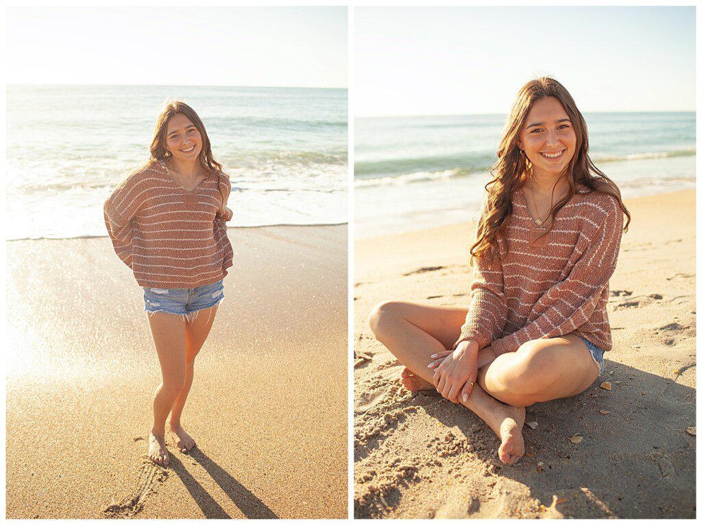 cute beach senior portrait outfits in wrightsville beach nc