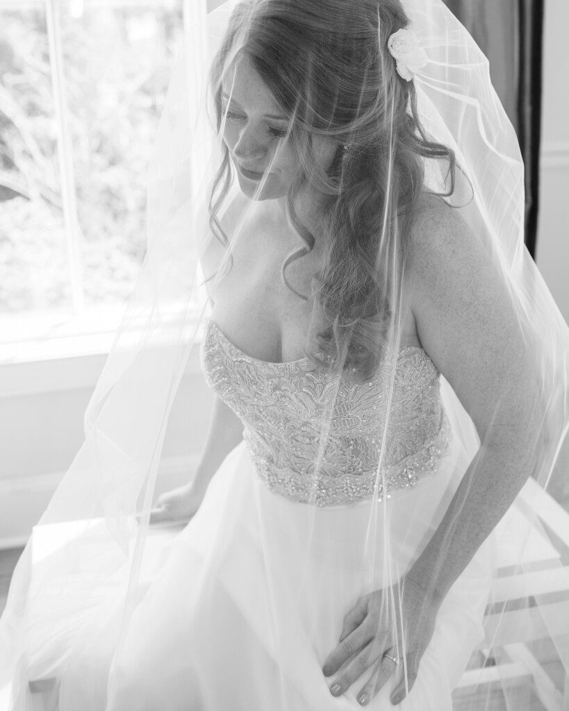 black and white bridal portrait charleston sc bride 